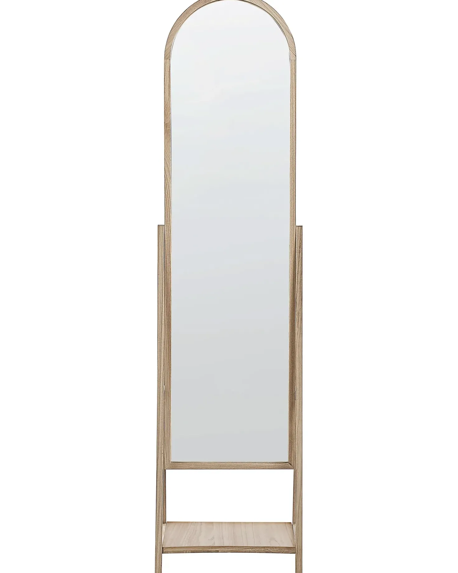 Specchio da parete con ripiano CHAMBERY 170 cm Legno di Paulownia Marrone chiaro