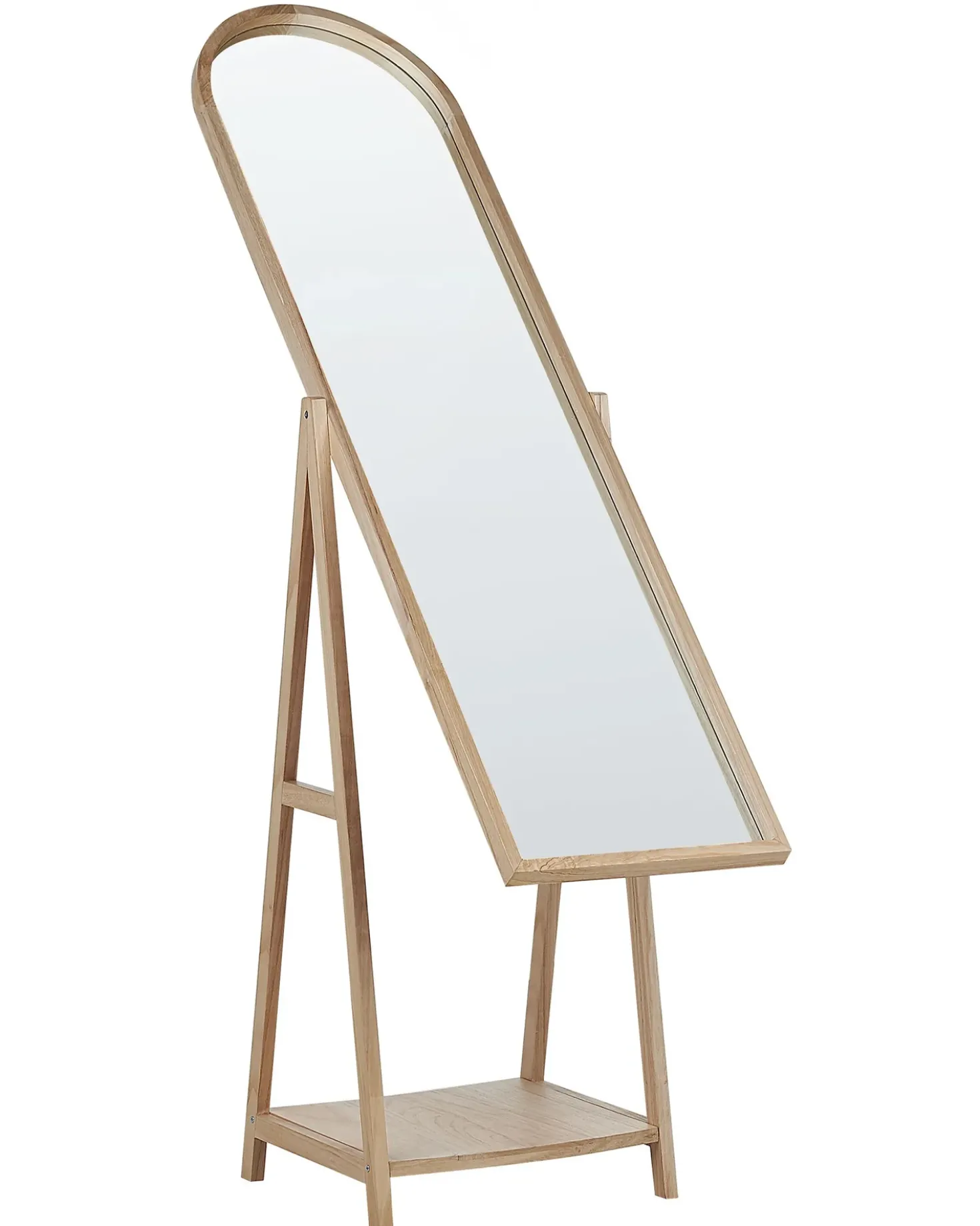 Specchio da parete con ripiano CHAMBERY 170 cm Legno di Paulownia Marrone chiaro