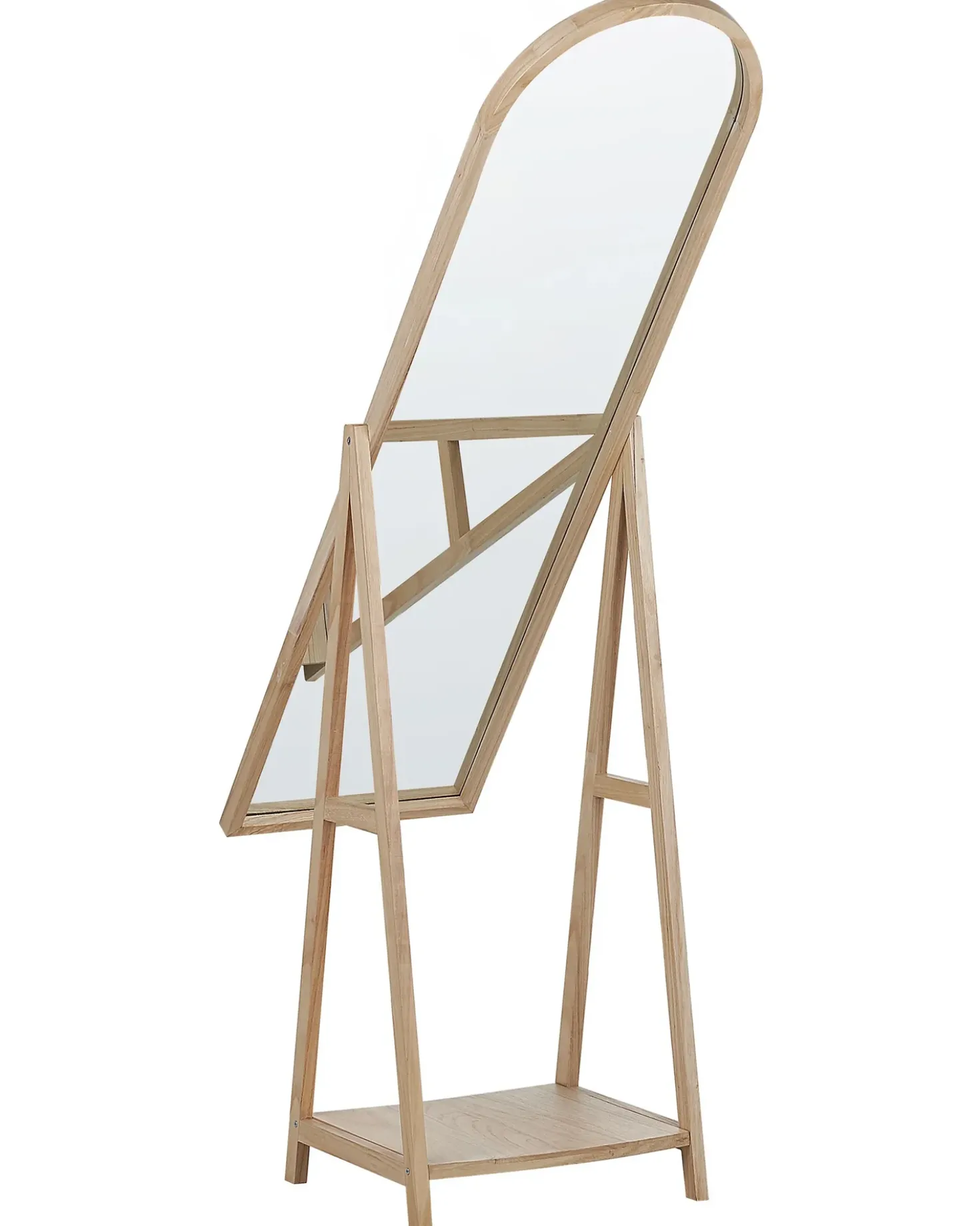Specchio da parete con ripiano CHAMBERY 170 cm Legno di Paulownia Marrone chiaro