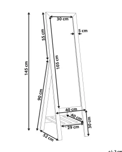 Specchio da parete con ripiano LUISANT 145 cm Legno di pino Marrone chiaro