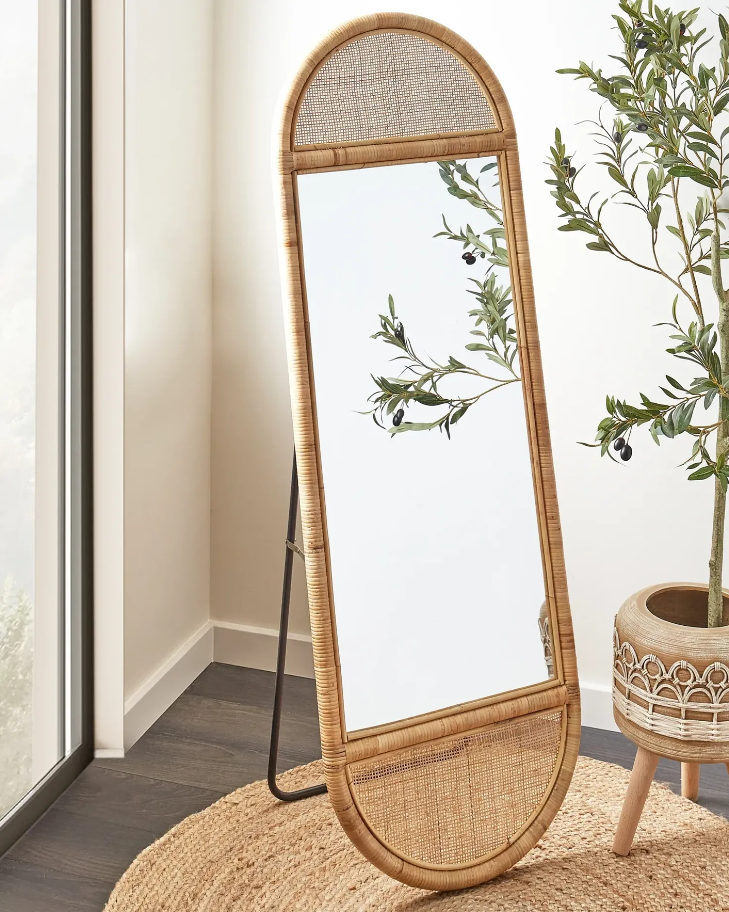 Specchio da terra BARGES 150 cm Rattan Naturale