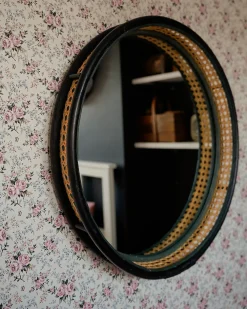 Specchio DAKSA 60 cm 60 cm Rattan Nero