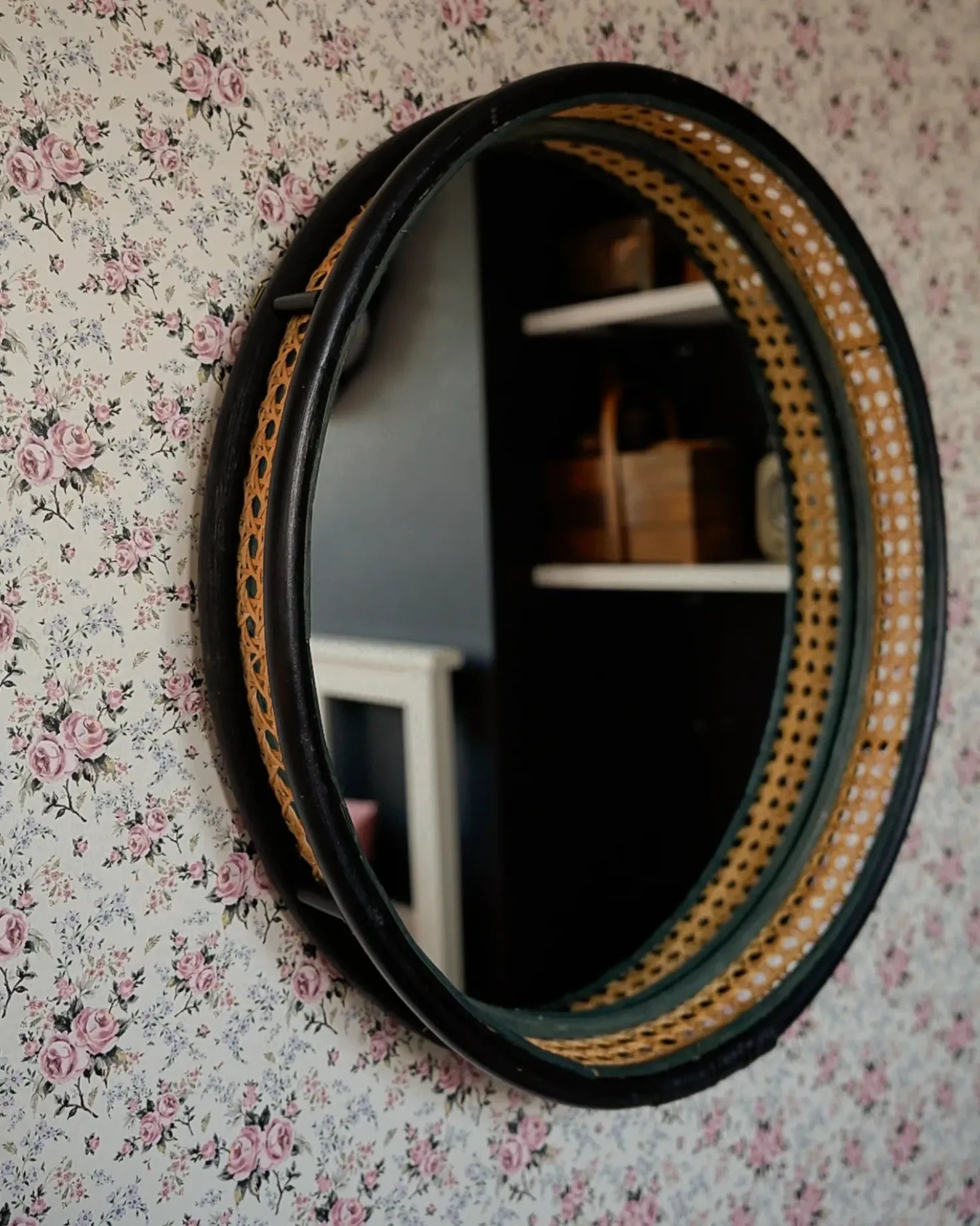 Specchio DAKSA 60 cm 60 cm Rattan Nero