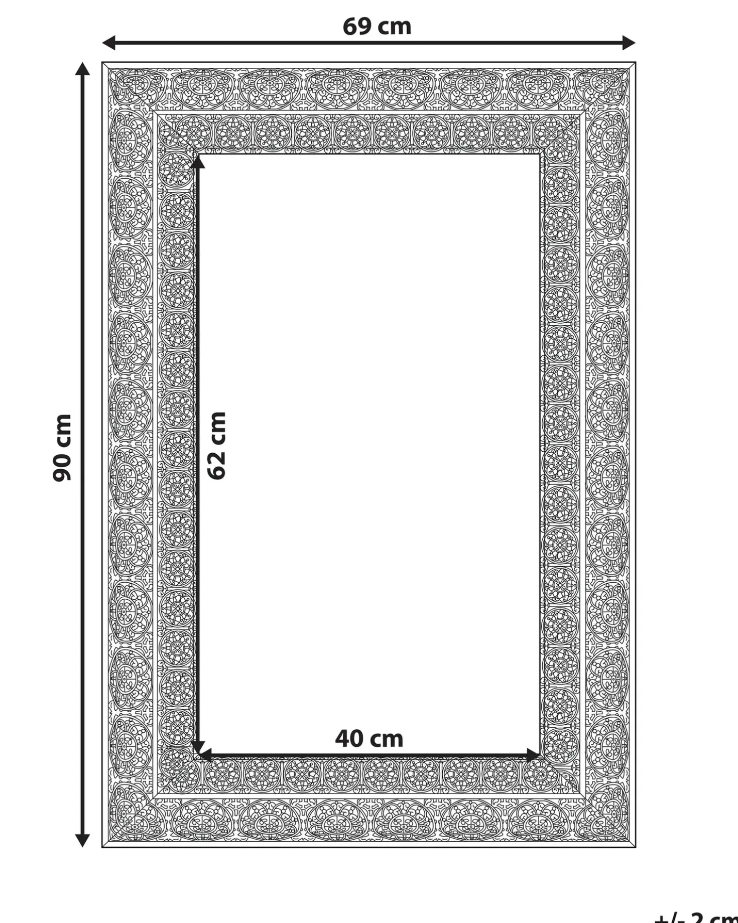 Specchio DEHRADUN 69 cm 90 cm Metallo Oro
