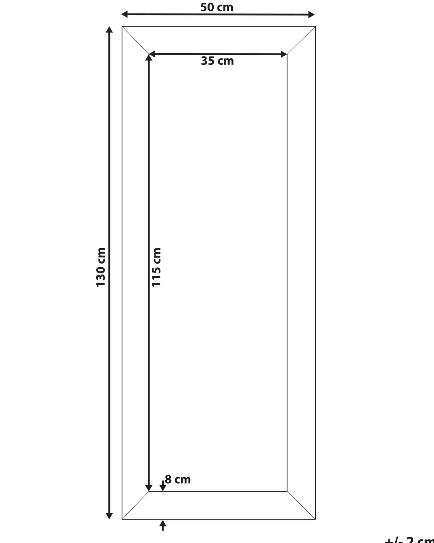 Specchio DERVAL 50 cm 130 cm Argento
