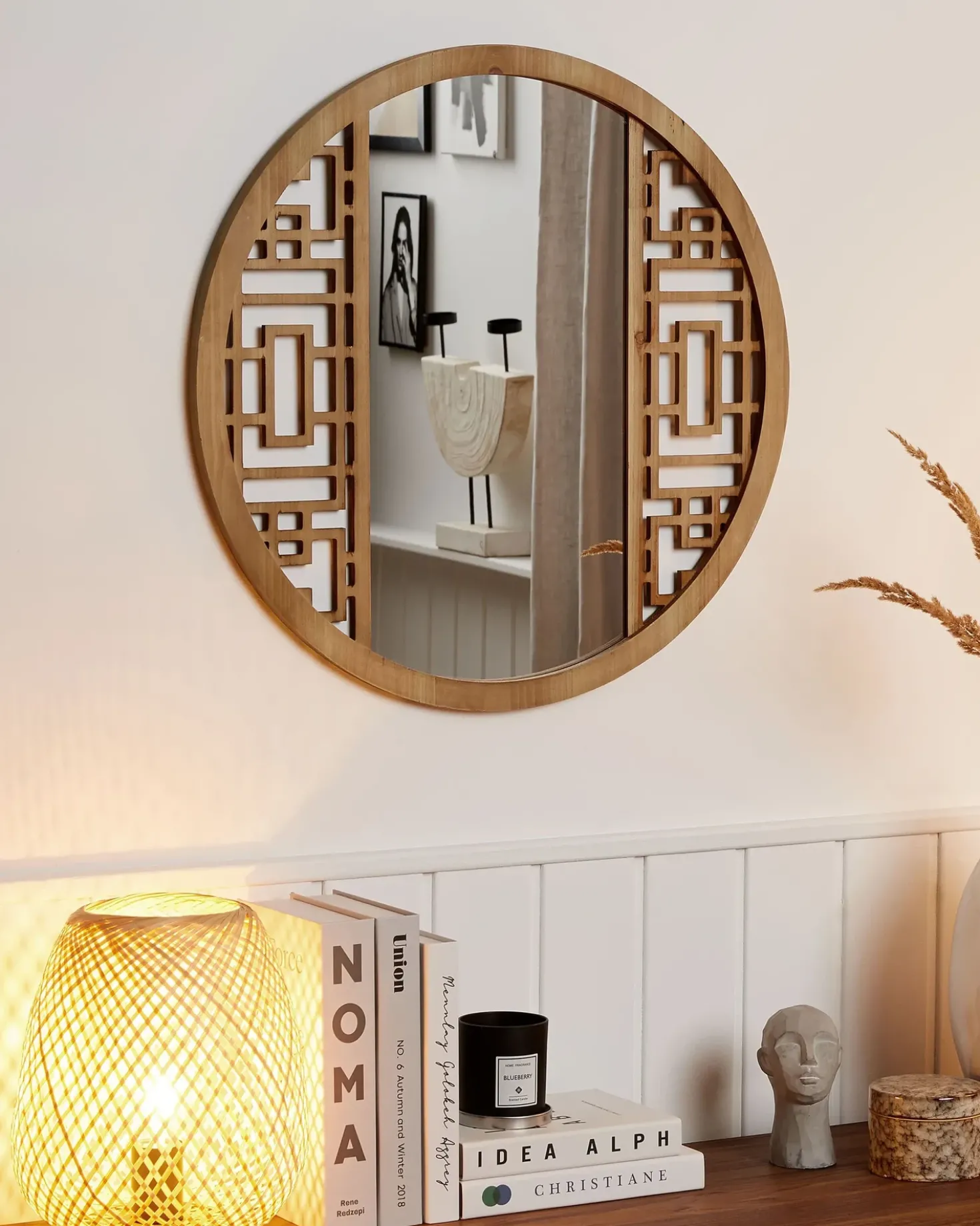 Specchio FIRMINY 60 cm 60 cm Legno di abete Marrone chiaro