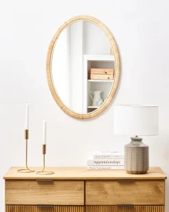Specchio FOISSY 50 cm 70 cm Rattan Naturale
