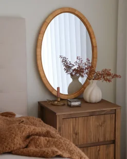 Specchio FOISSY 50 cm 70 cm Rattan Naturale