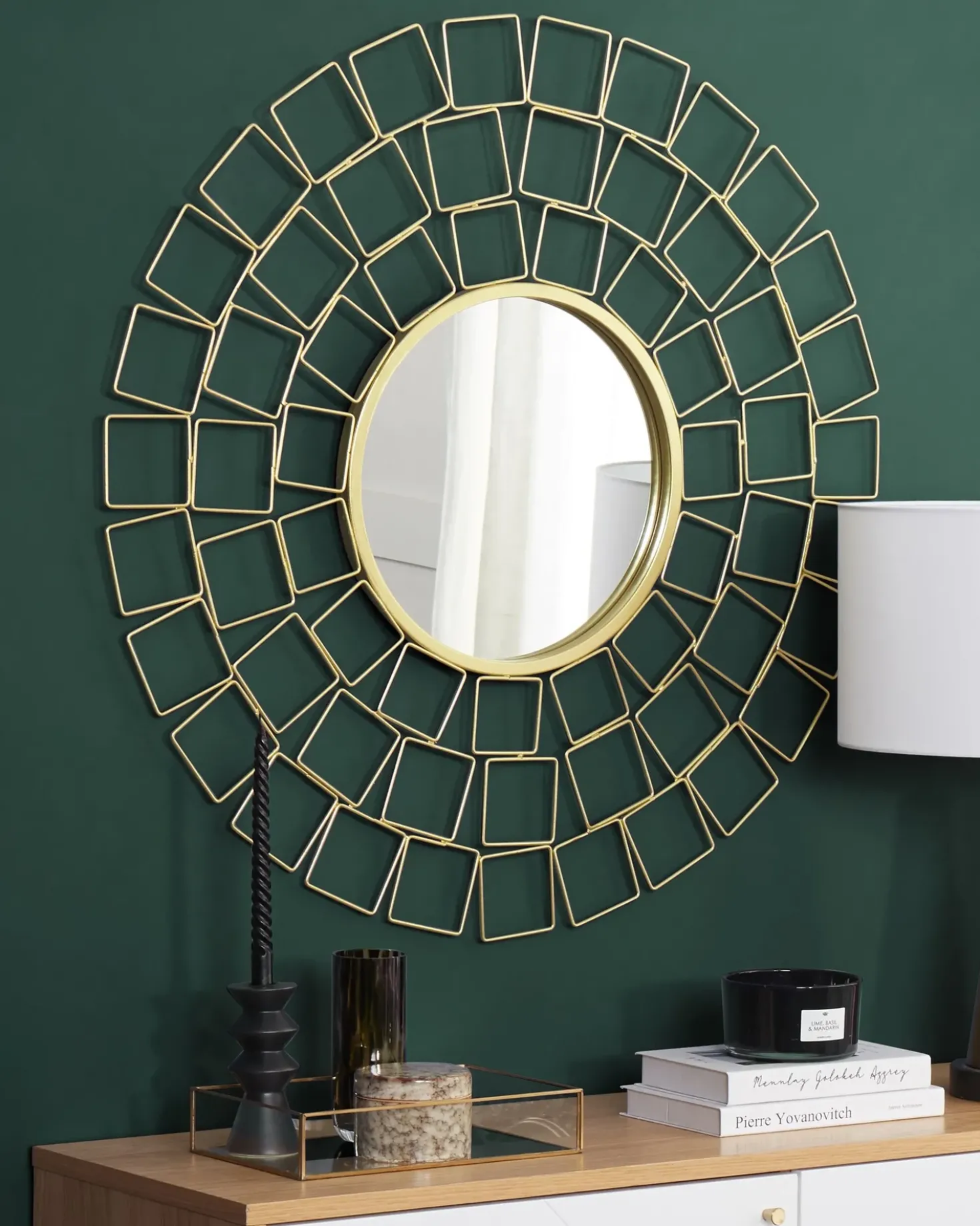 Specchio LABRIT 90 cm 90 cm Metallo Oro