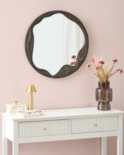 Specchio LANGON 60 cm 60 cm Legno di pino Marrone scuro