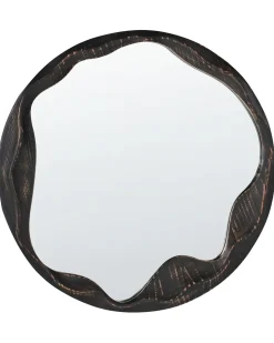 Specchio LANGON 60 cm 60 cm Legno di pino Marrone scuro