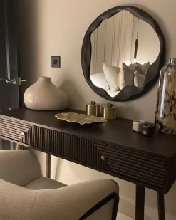 Specchio LANGON 60 cm 60 cm Legno di pino Marrone scuro