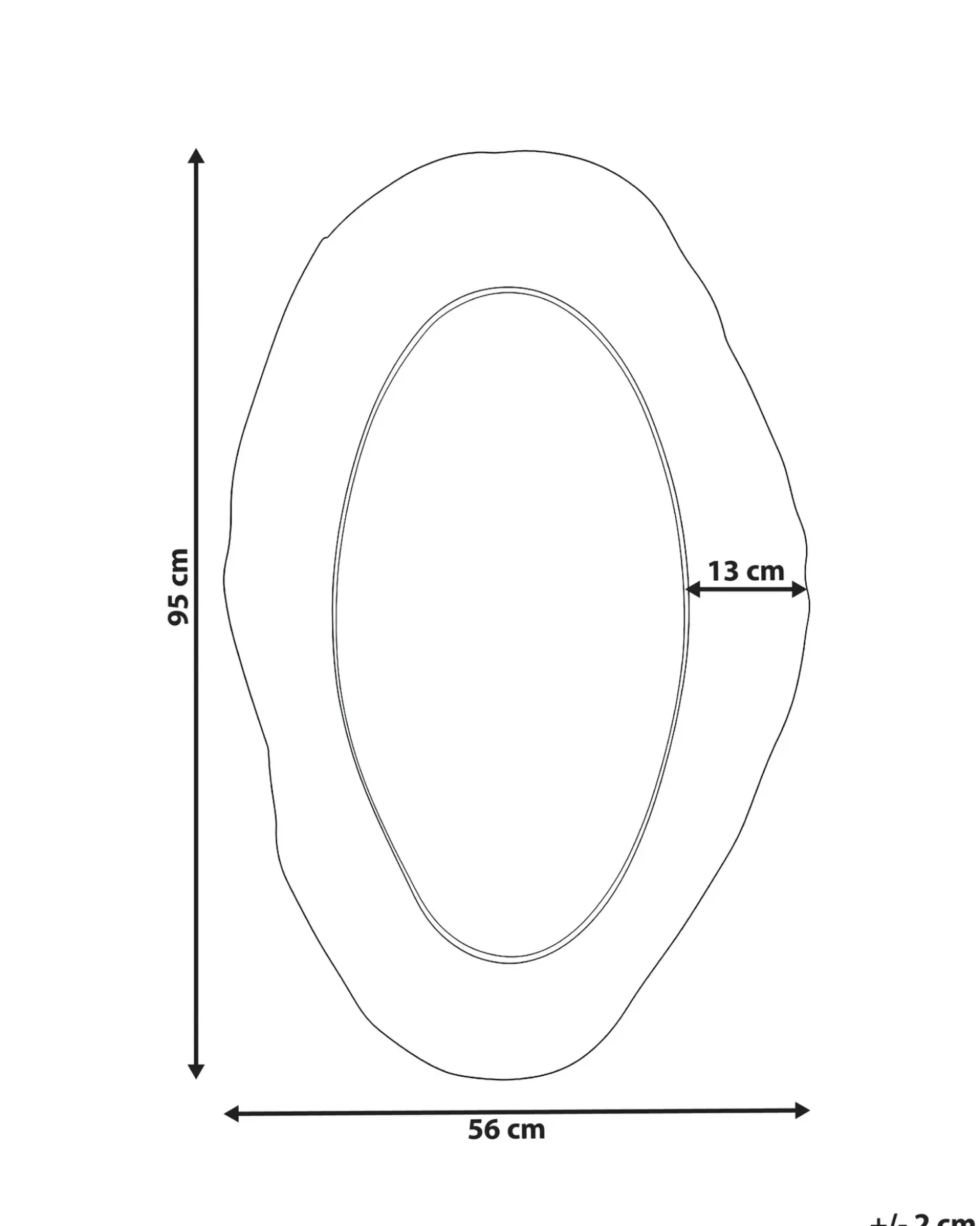 Specchio LOGNES 56 cm 95 cm Nero