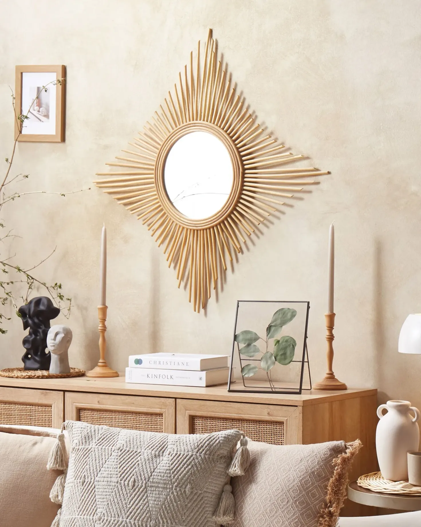 Specchio MAJENE 60 cm 60 cm Rattan Naturale