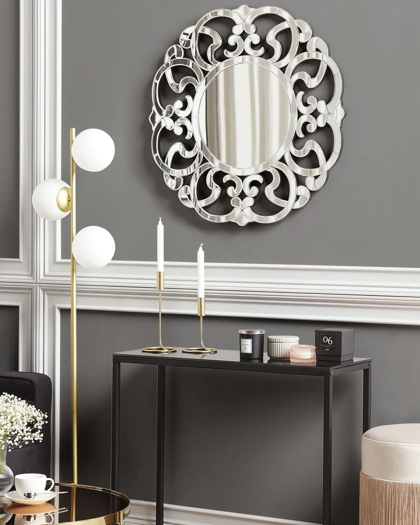 Specchio MORNAIX 70 cm 70 cm Argento