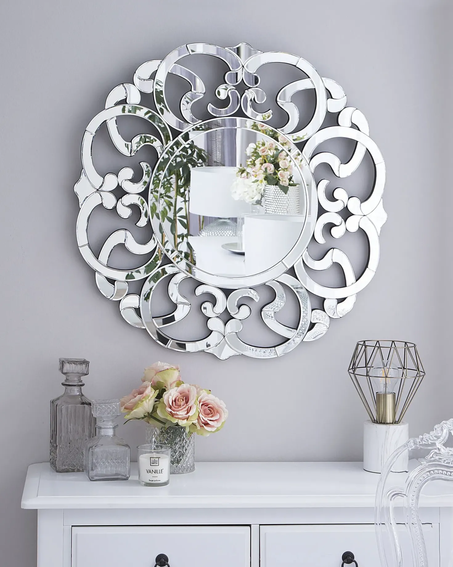 Specchio MORNAIX 70 cm 70 cm Argento