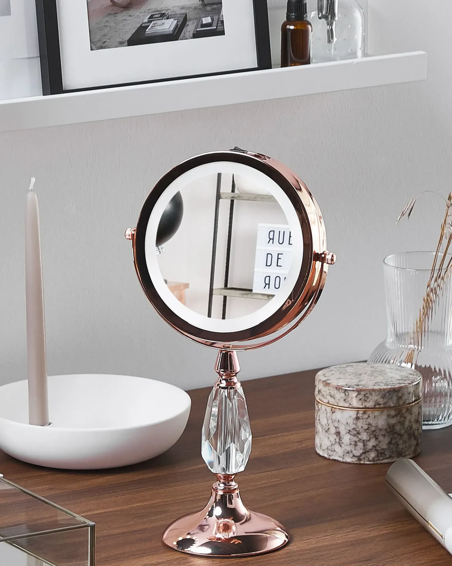 Specchio per make-up LED MAURY Oro rosa