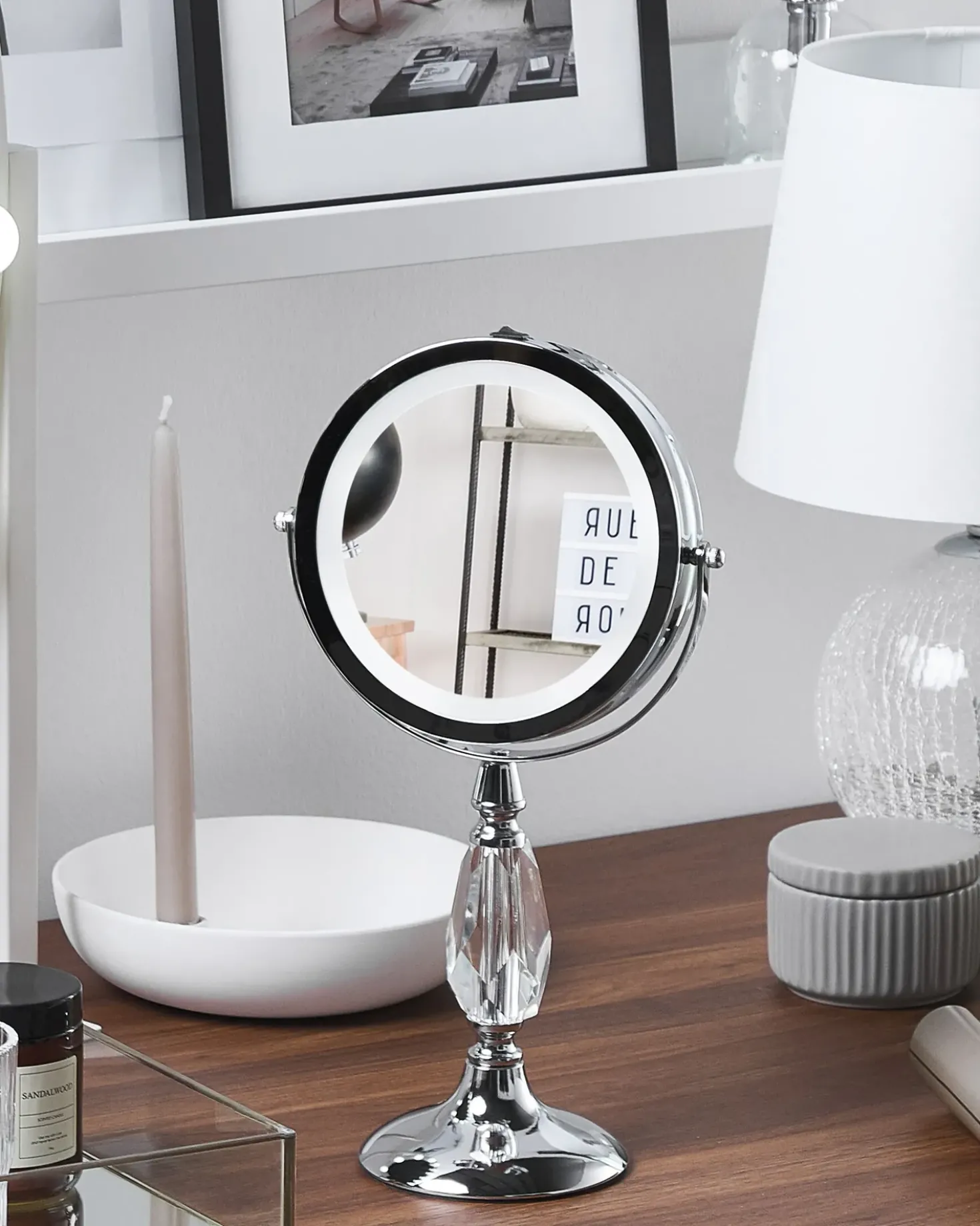 Specchio per make-up LED MAURY Argento