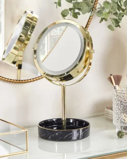 Specchio per make-up LED SAVOIE Nero/Oro
