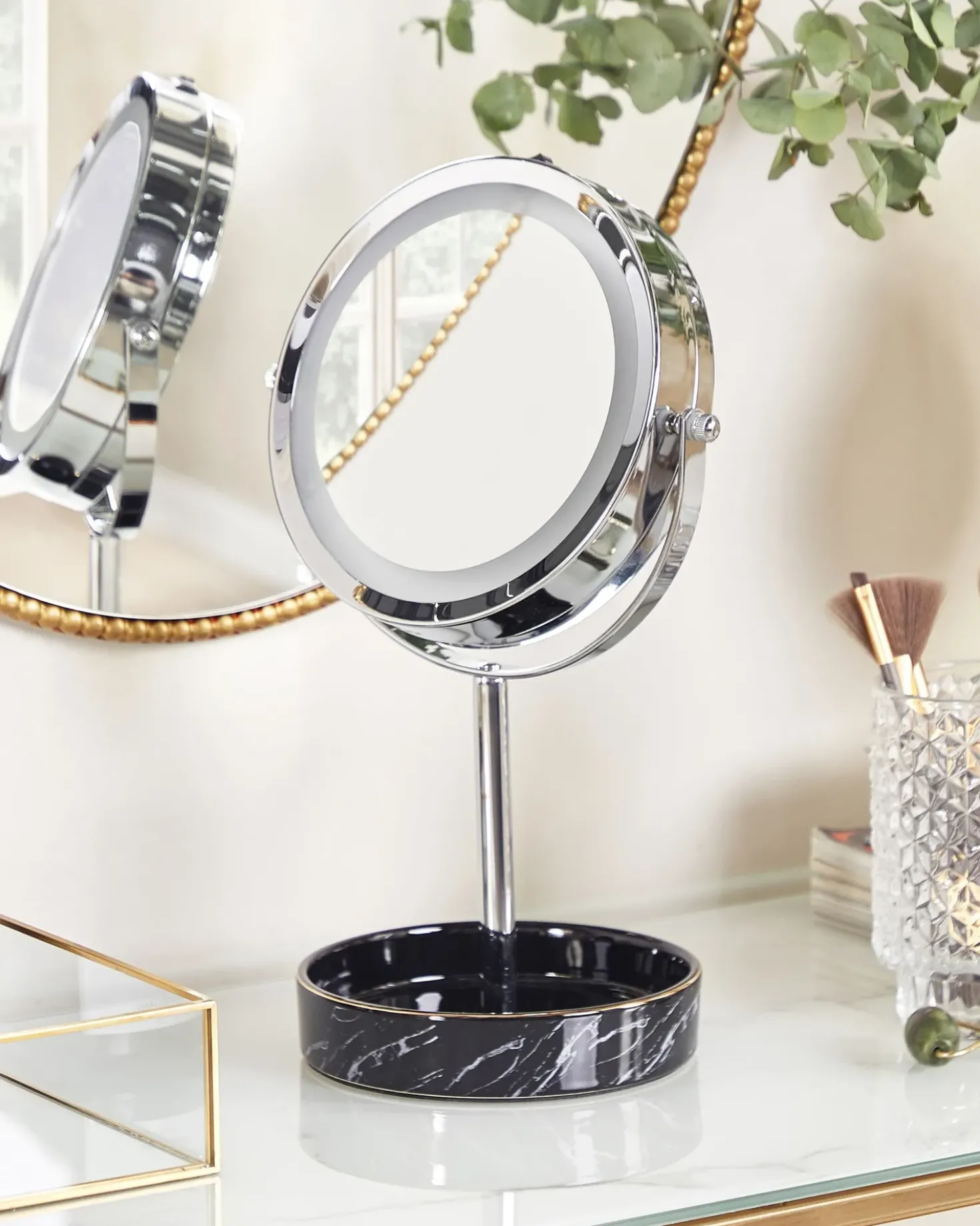Specchio per make-up LED SAVOIE Nero/Argento