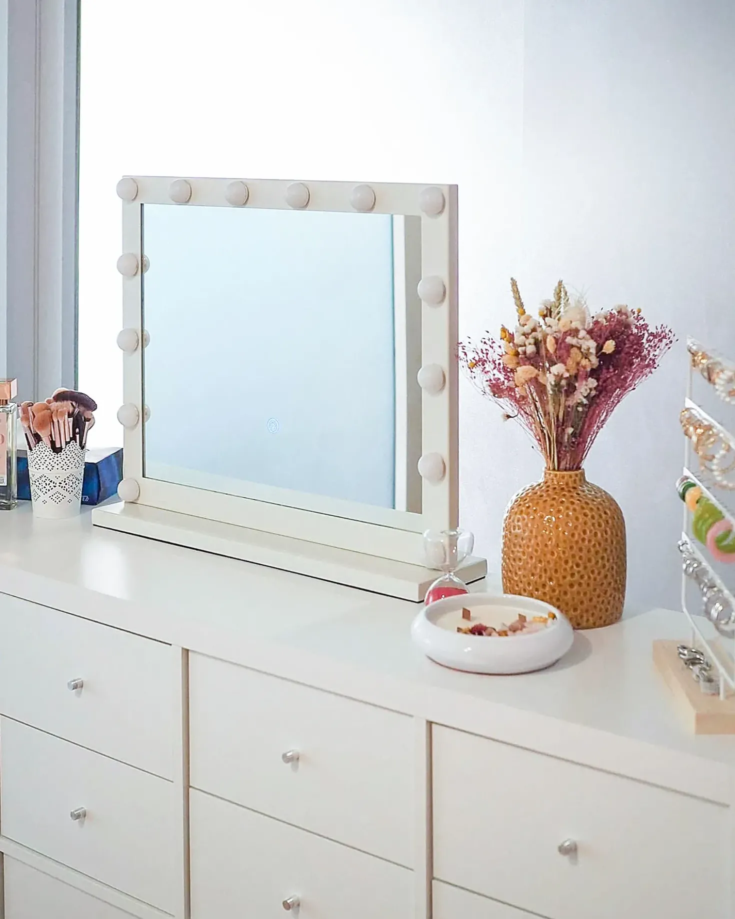 Specchio per tavolino toeletta LED BEAUVOIR Bianco