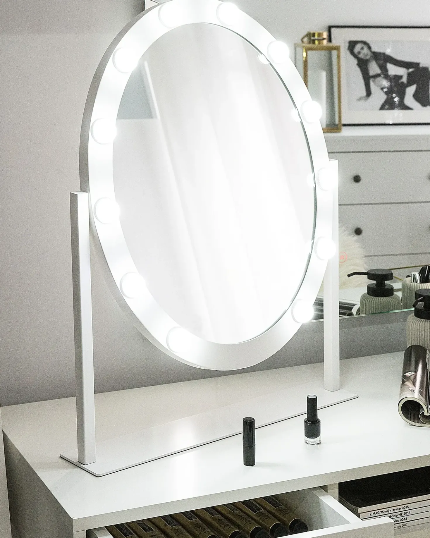 Specchio per tavolino toeletta LED ROSTRENEN Bianco