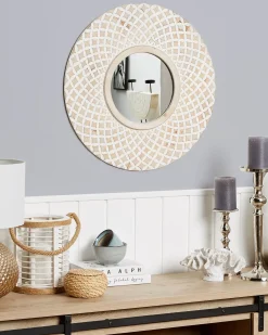 Specchio POMARO 60 cm 60 cm Legno di abete Marrone chiaro