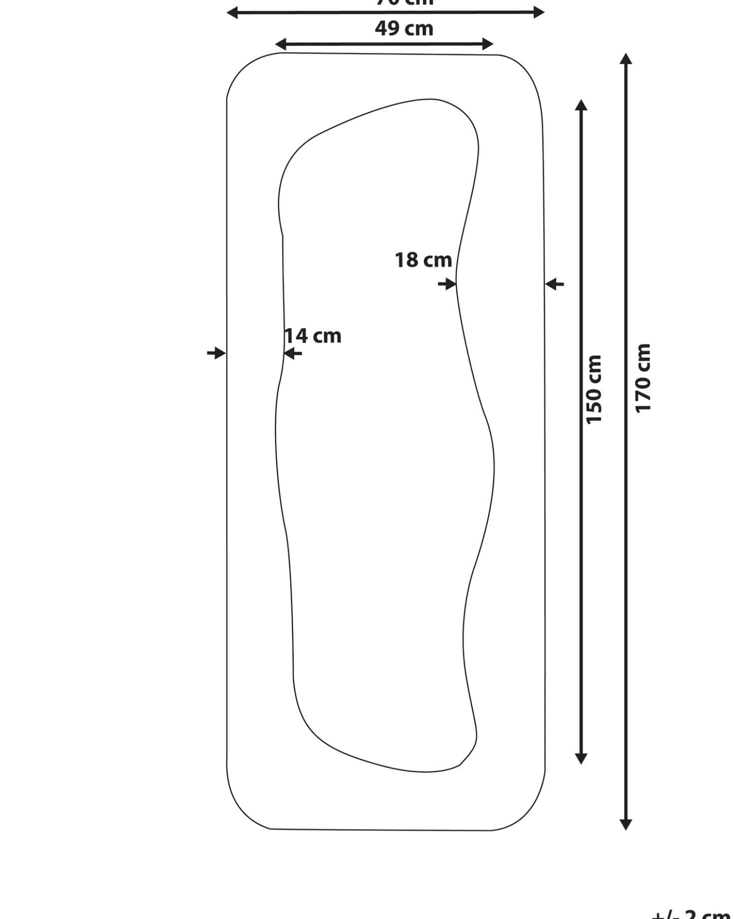 Specchio QUIMPER 70 cm 170 cm Bianco sporco