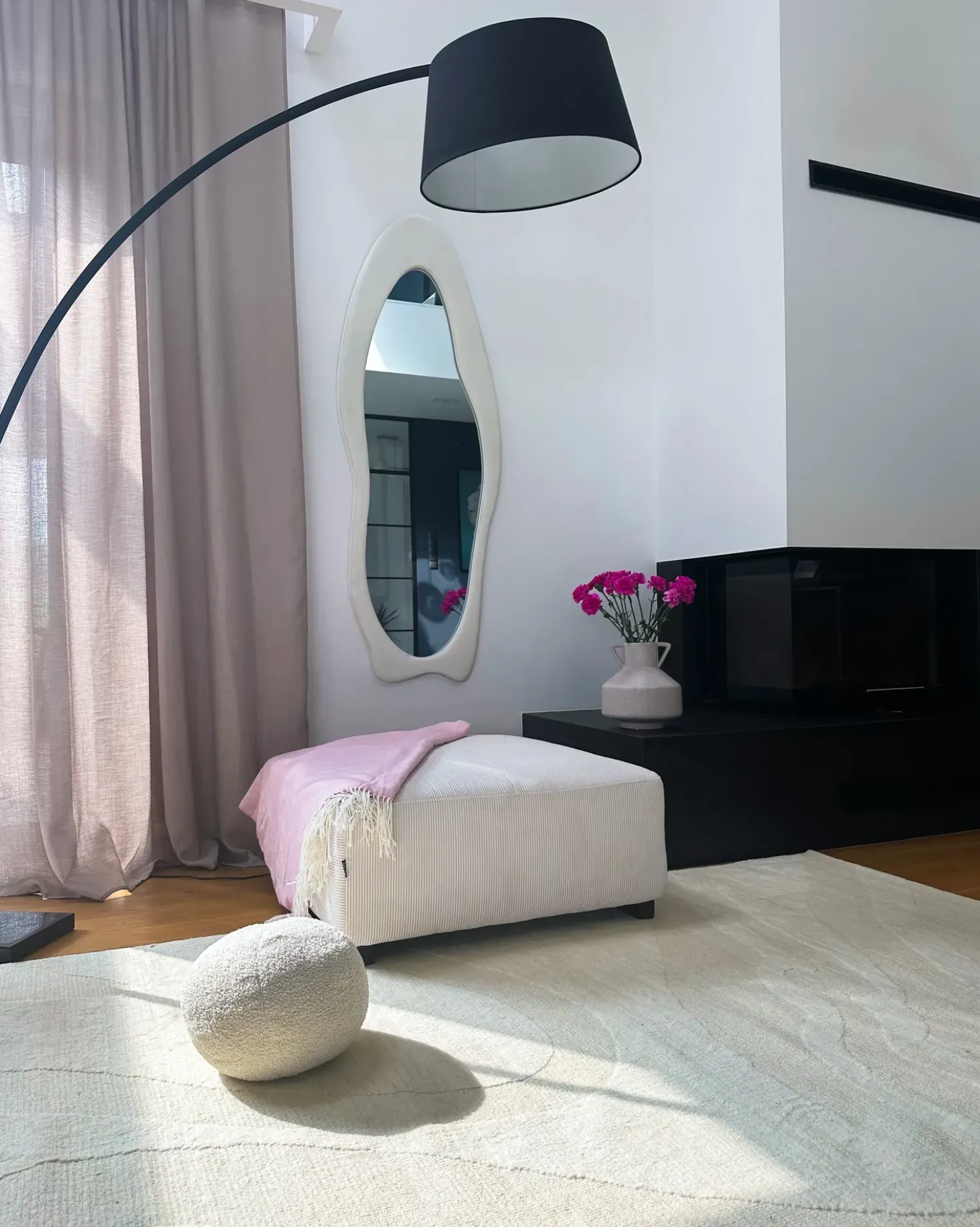 Specchio REIGNY 57 cm 160 cm Velluto Bianco