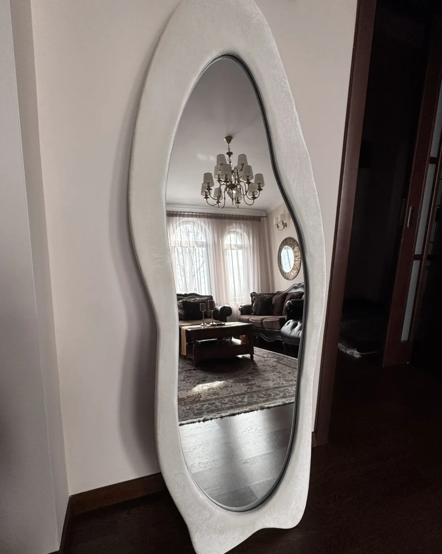 Specchio REIGNY 57 cm 160 cm Velluto Bianco