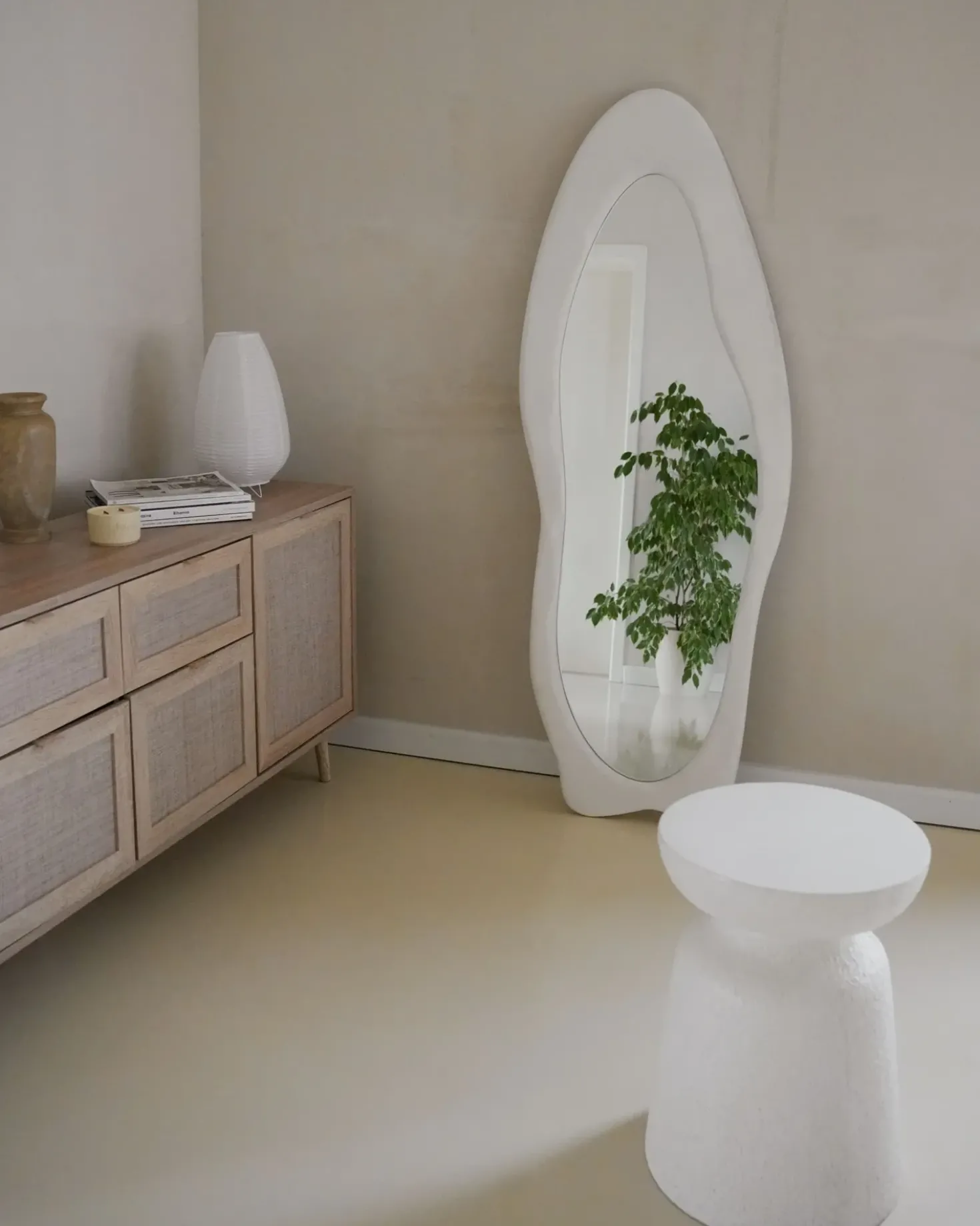 Specchio REIGNY 57 cm 160 cm Velluto Bianco