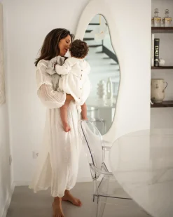 Specchio REIGNY 57 cm 160 cm Velluto Bianco