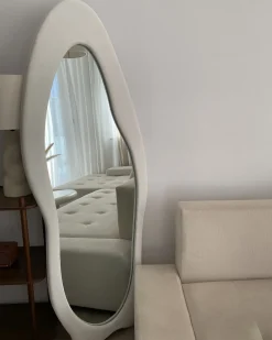 Specchio REIGNY 57 cm 160 cm Velluto Bianco