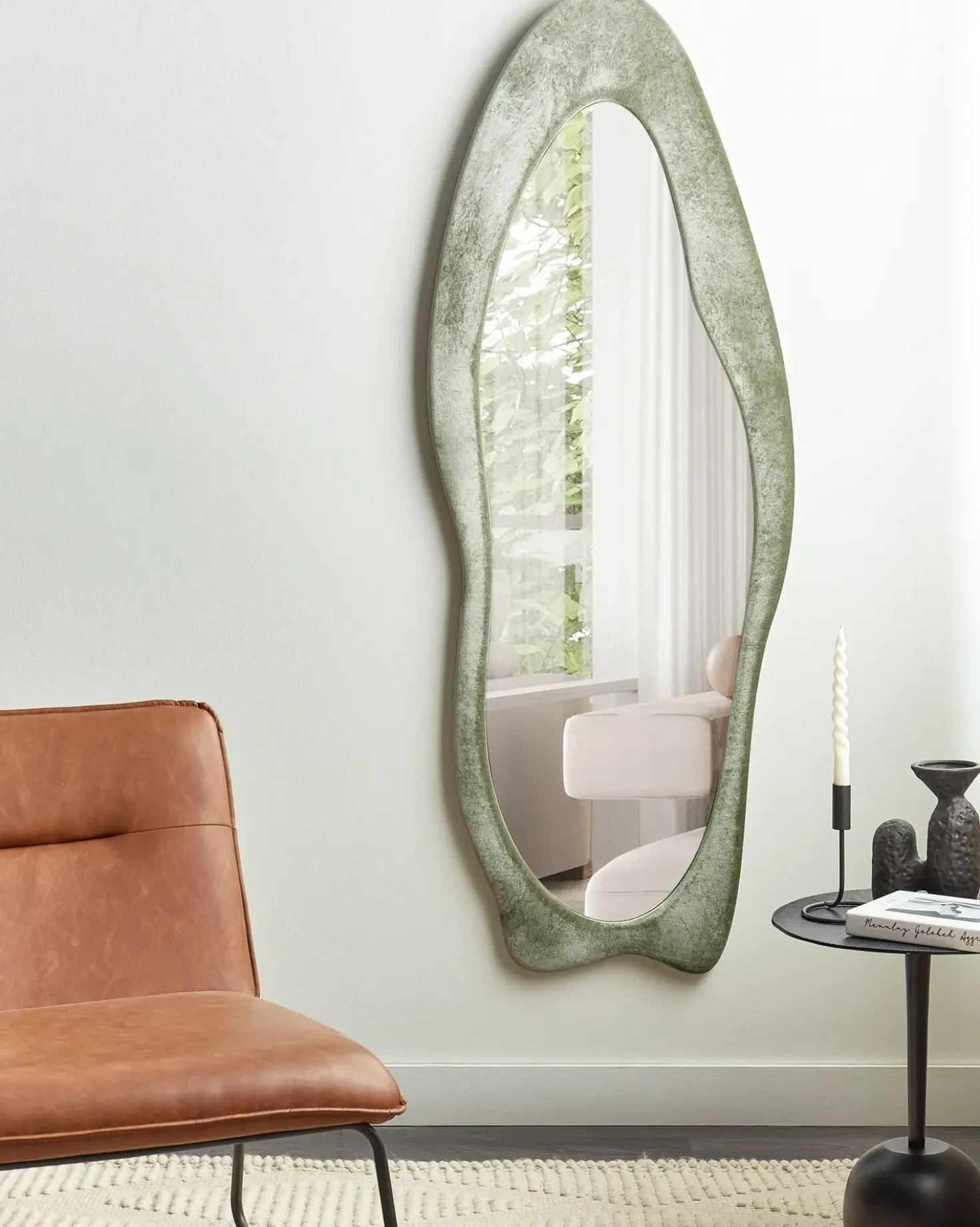 Specchio REIGNY 57 cm 160 cm Velluto Verde oliva