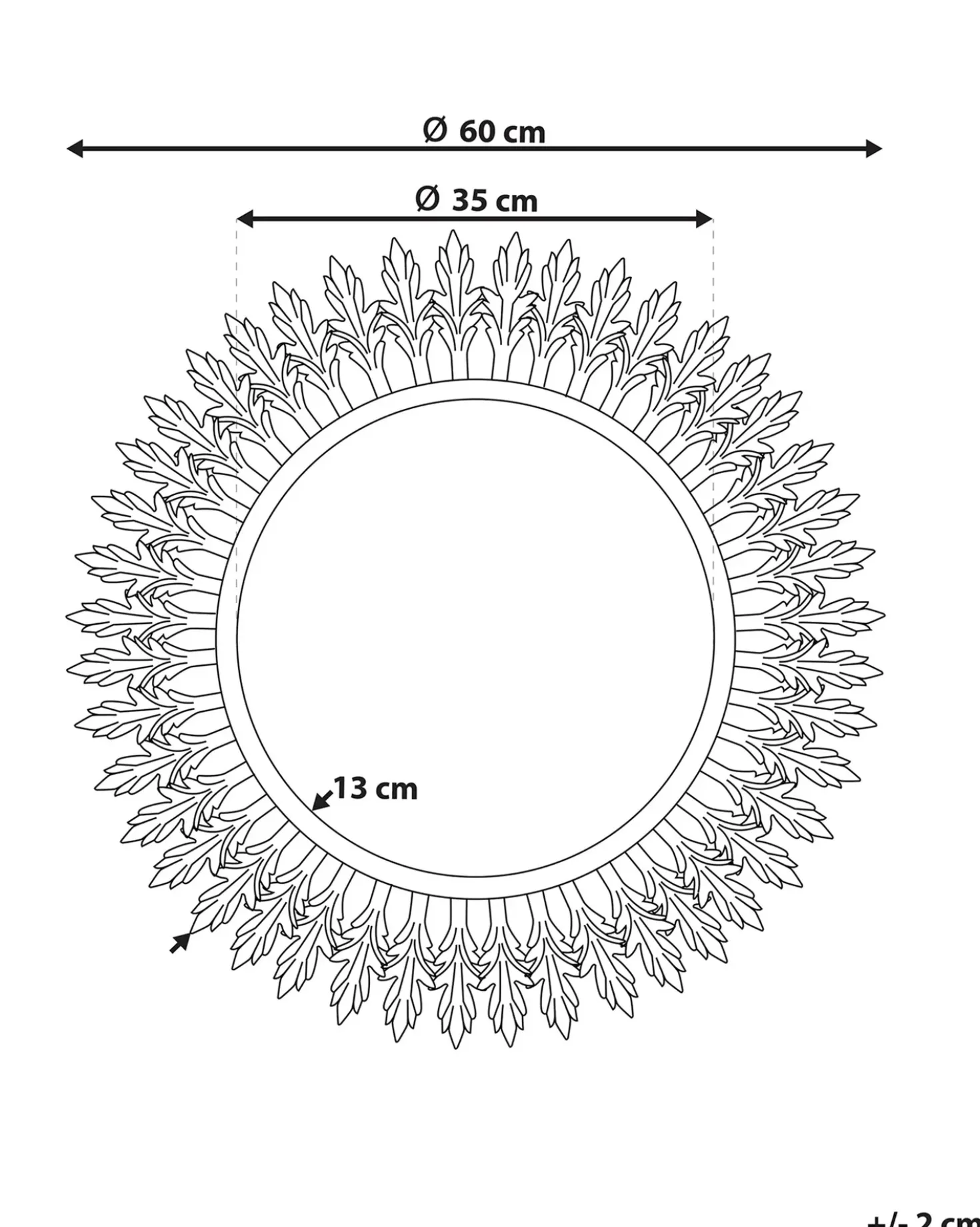 Specchio VOREY 60 cm 60 cm Metallo Oro