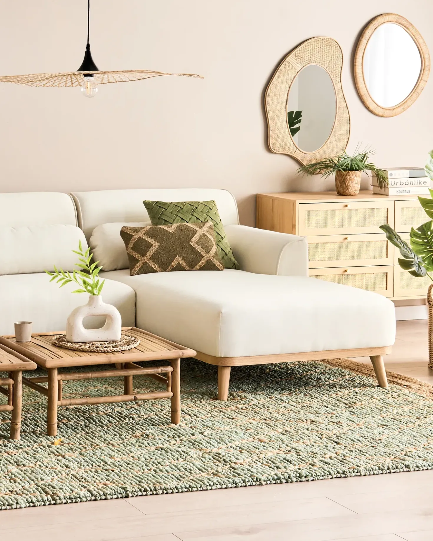 Specchio ZAATARI 50 cm 60 cm Rattan Naturale