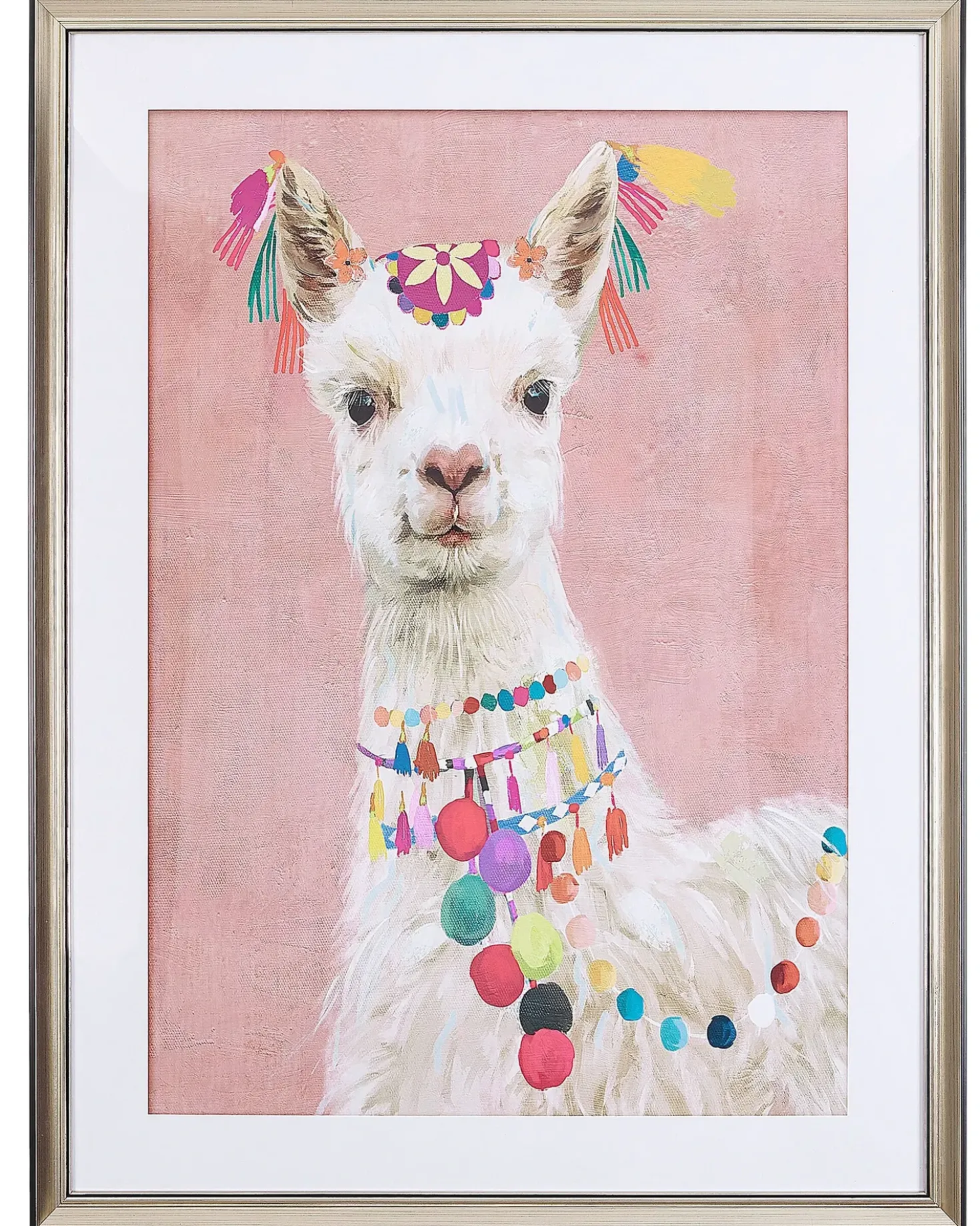 Stampa da parete Incorniciata BALALA Motivo animale 60 x 80 cm Rosa