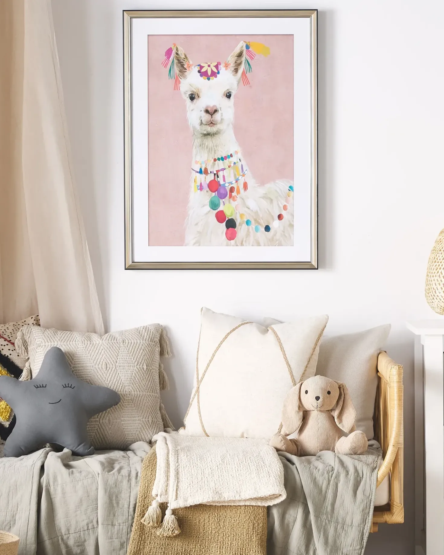 Stampa da parete Incorniciata BALALA Motivo animale 60 x 80 cm Rosa