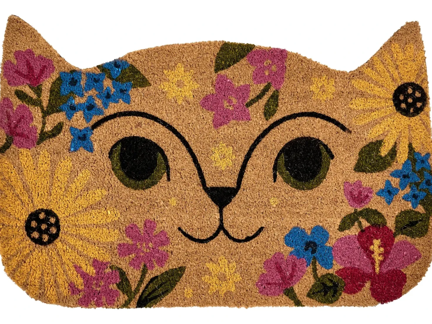 Tappetino da Ingresso CALIRAYA Multicolore 60 x 90 cm Gatto Fibra di Cocco