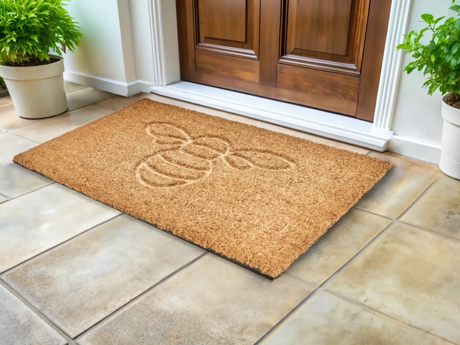 Tappetino da Ingresso CAVITE Naturale 40 x 60 cm Ape Fibra di Cocco
