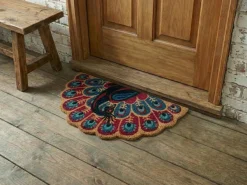 Tappetino da Ingresso NULATO Multicolore 45 x 75 cm Pavone Fibra di Cocco