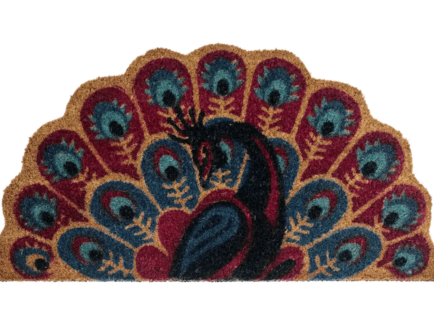 Tappetino da Ingresso NULATO Multicolore 45 x 75 cm Pavone Fibra di Cocco