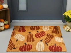 Tappetino da Ingresso PANDIN Multicolore 60 x 90 cm Zucca Fibra di Cocco