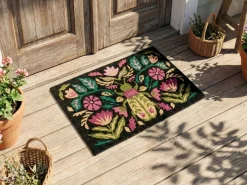 Tappetino da Ingresso SELAWIK Multicolore 50 x 80 cm Fiore Fibra di Cocco