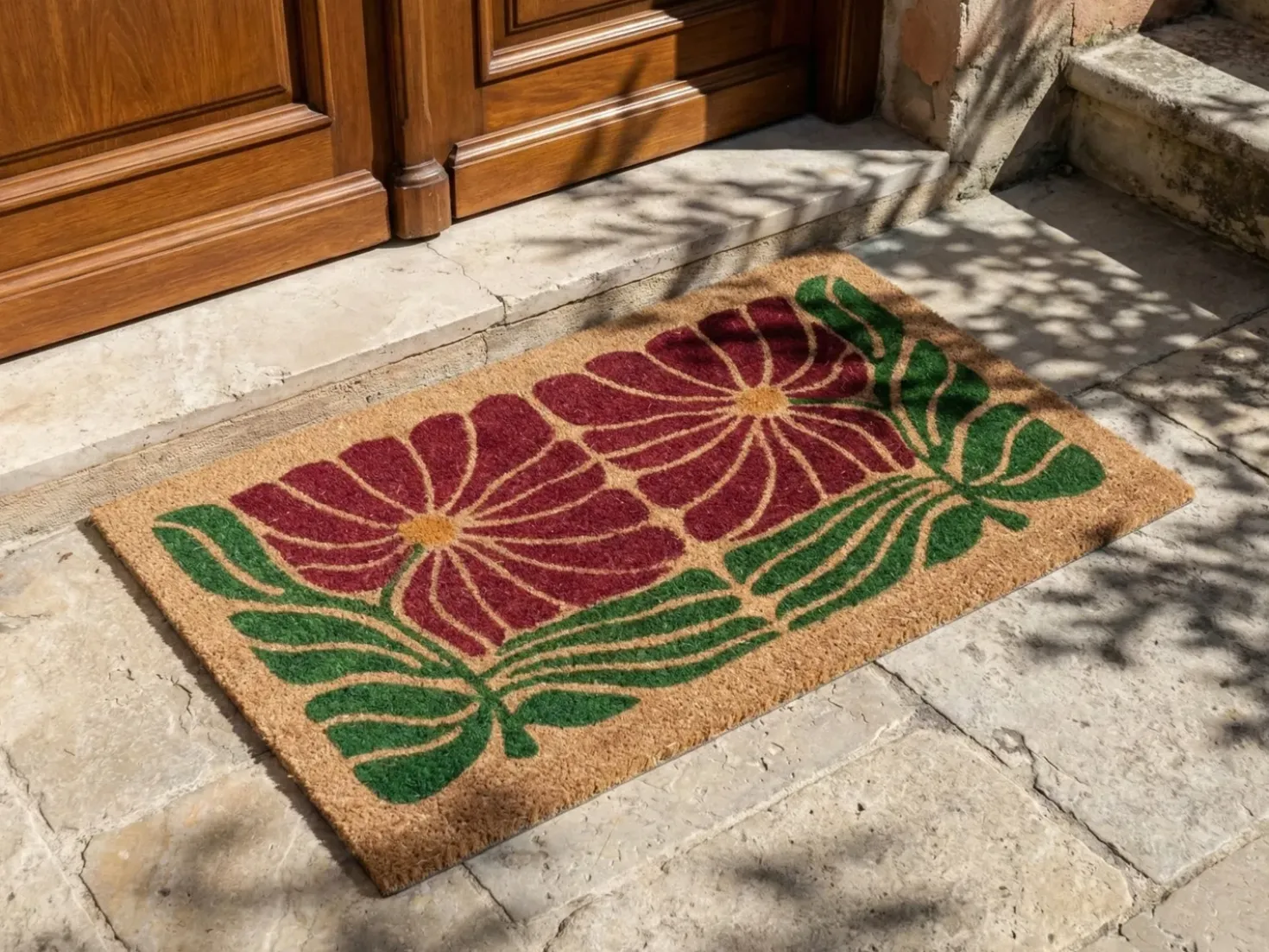 Tappetino da Ingresso TANALIAN Multicolore 50 x 80 cm Fiore Fibra di Cocco