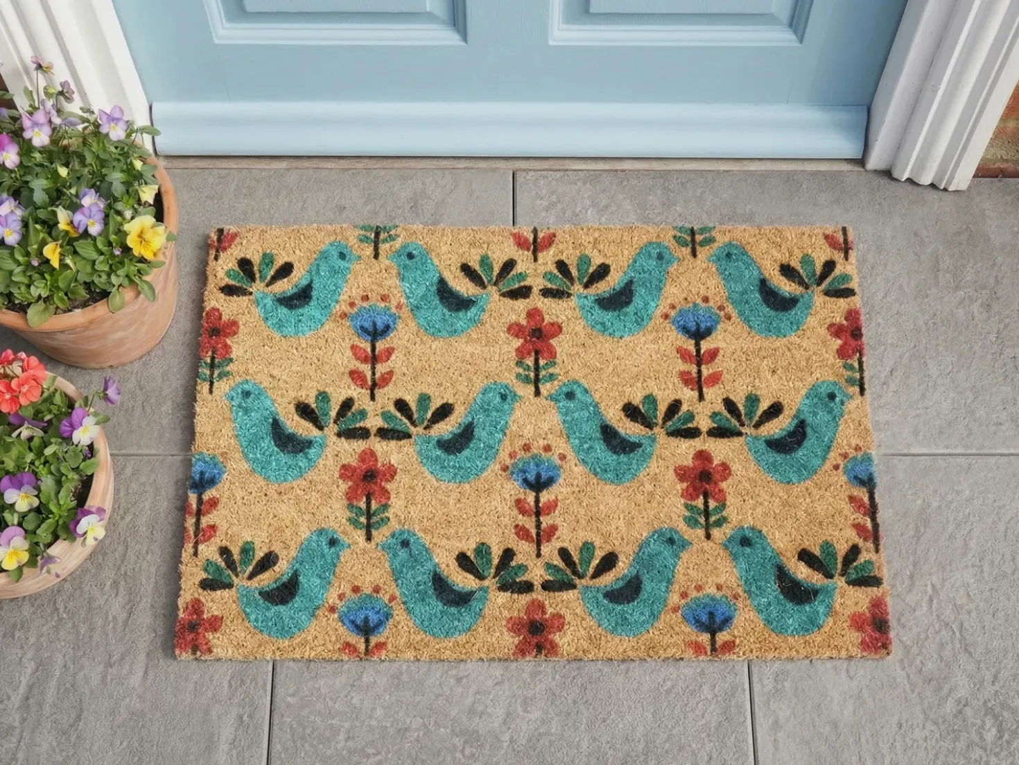 Tappetino da Ingresso TANANA Multicolore 50 x 80 cm Uccello Fibra di Cocco