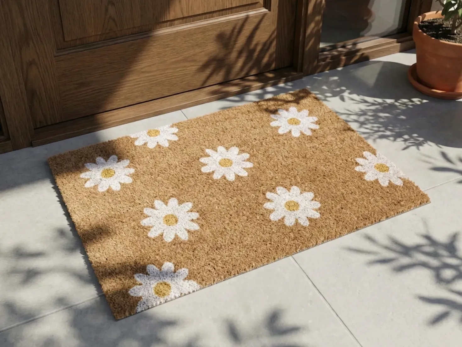 Tappetino da Ingresso TOPKO Naturale 40 x 60 cm Fiore Fibra di Cocco