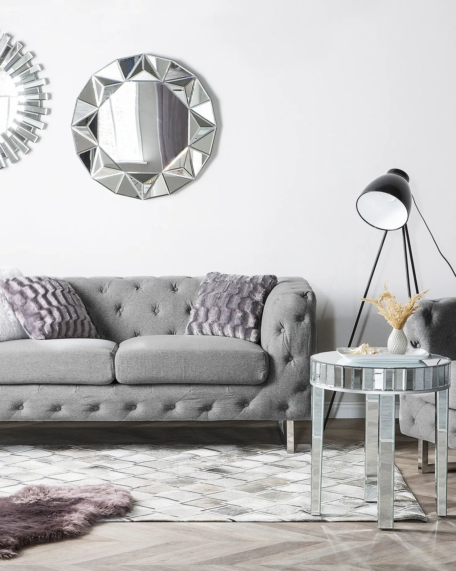 Tappeto AGACLI Grigio 160 x 230 cm Pelle naturale