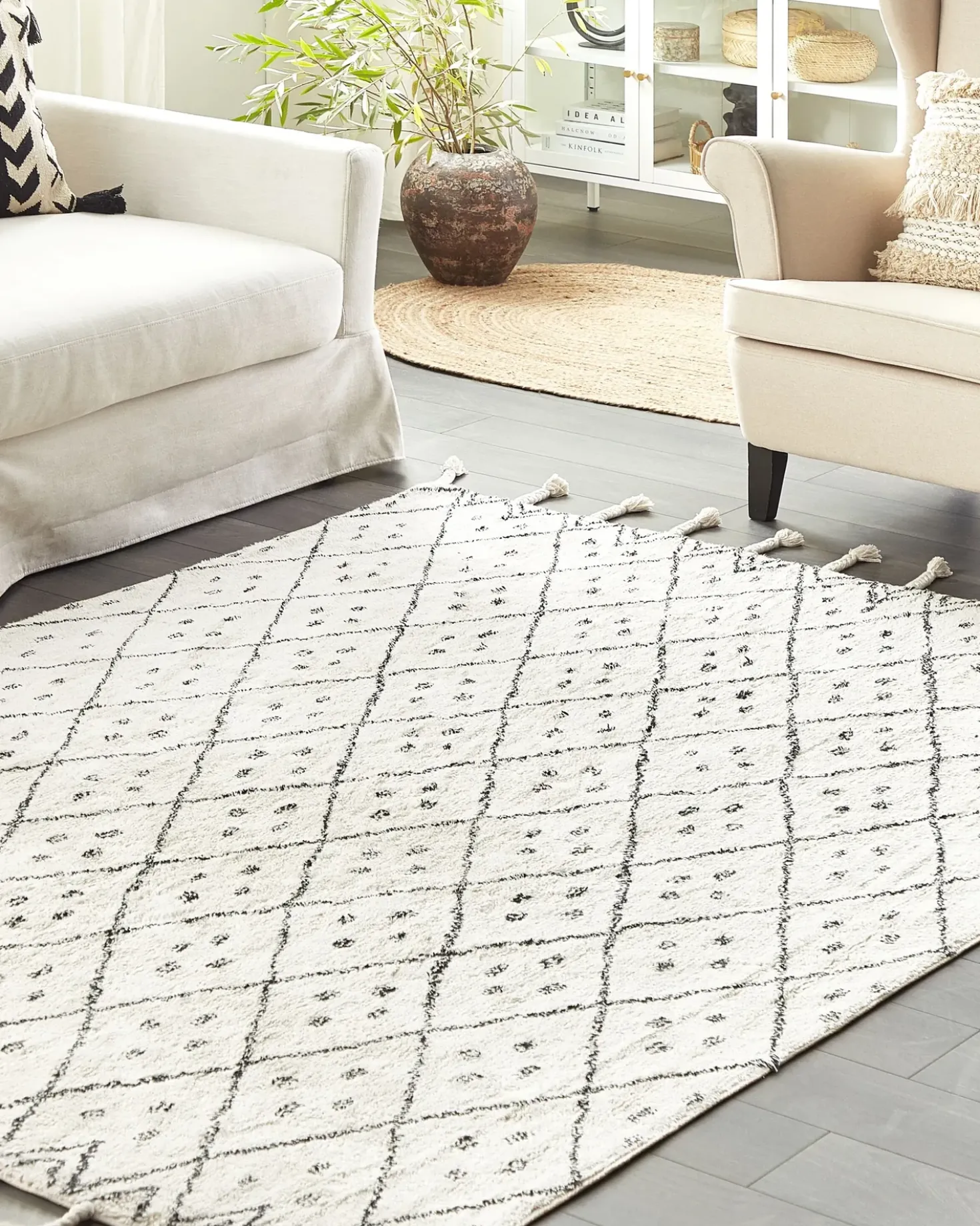 Tappeto AGADIR Bianco sporco 160 x 230 cm Cotone