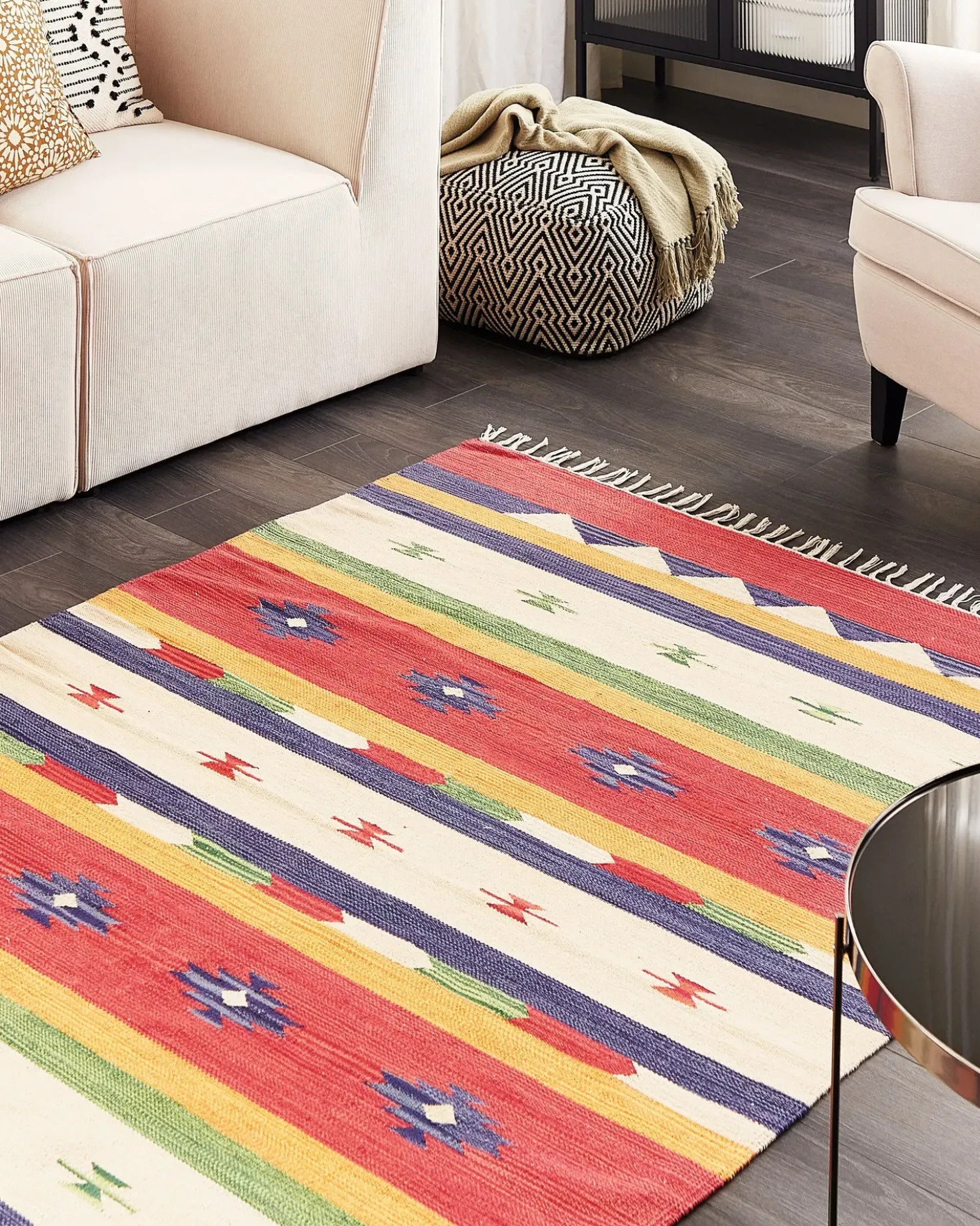 Tappeto ALAPARS Multicolore 140 x 200 cm Cotone Kilim